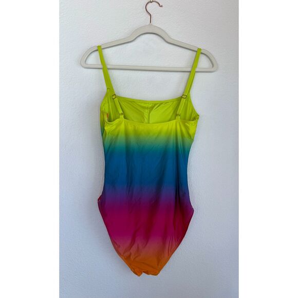 NWT La Blanca Womens Setting Sun Tank One-Piece Swimsuit in Multi Rainbow Size 8 - Picture 6 of 13